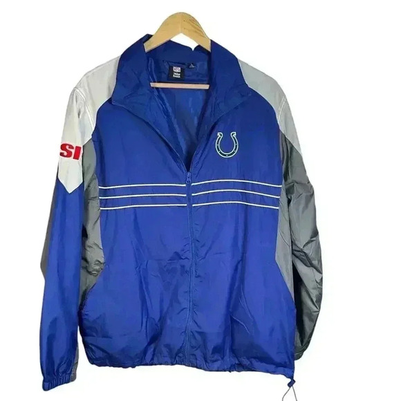 NFL Indianapolis COLTS SI  Windbreaker Jacket Size L Blue & White - Picture 1 of 6